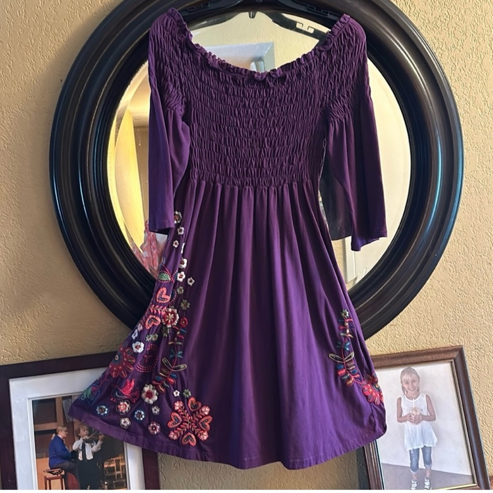 JW Los Angeles Purple Embroidered Dress